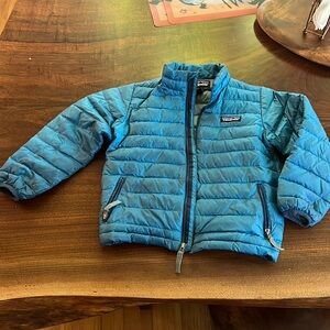 Gently used  Patagonia down “ sweater jacket “ 5T blue zip ups